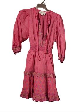 Cleobella Pink Boho Ruffled Mini Dress - S Floral Garden Party